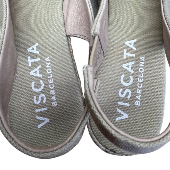 Viscata Barcelona Green & Beige Espadrille Slingback Wedge Sandals Sz 10 US - Picture 5 of 7